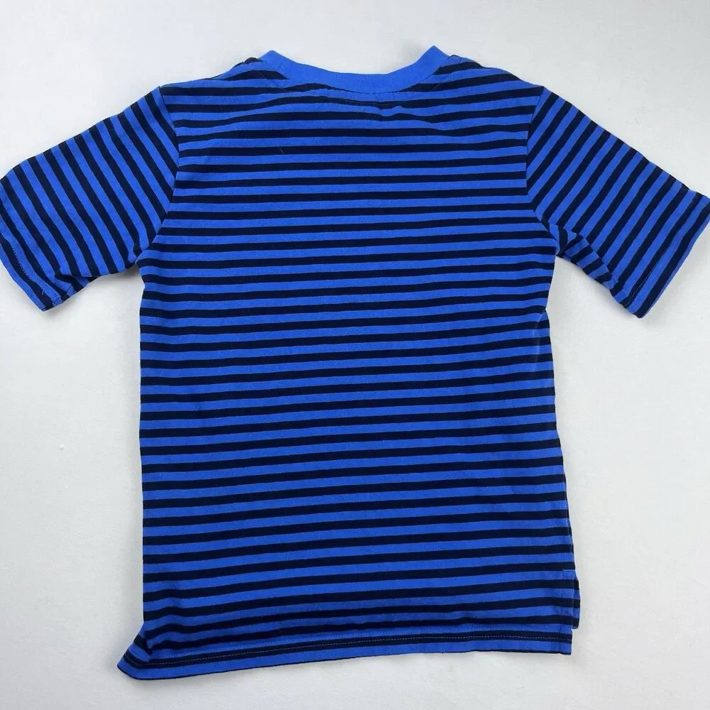Nike Air Boy’s Striped Blue Black Logo T Shirt Short Sleeve Top Gym Tee Small